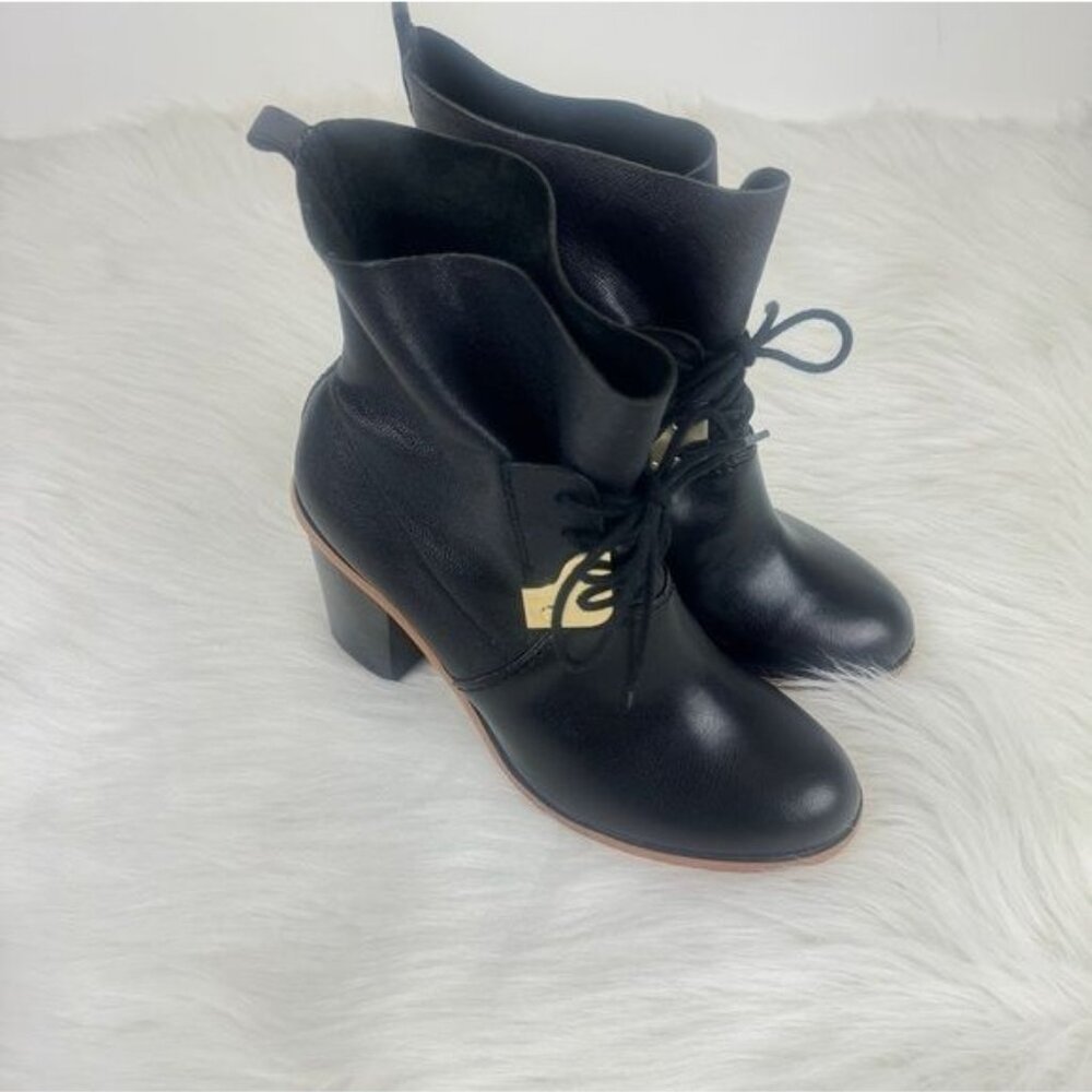 Women's Kensie Chase Partial Lace-Up Stacked Block Heel Ankle Bootie Size 8 BLK - Picture 5 of 11